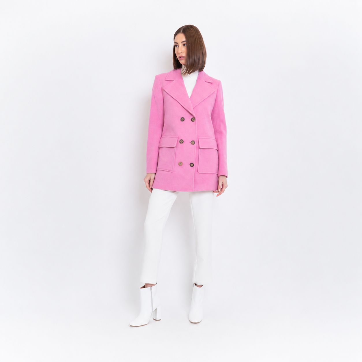 Casaco Lã Feminino Rosa Chiclete Jupiter Borda Barroca