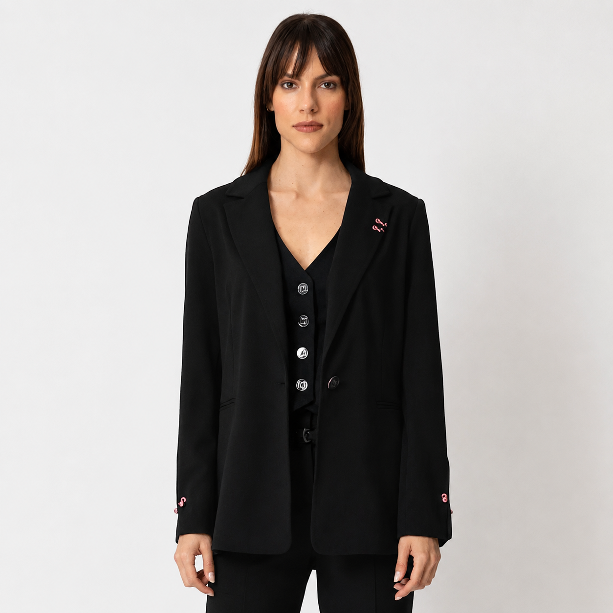 Blazer Ponto Roma Preto Carmim