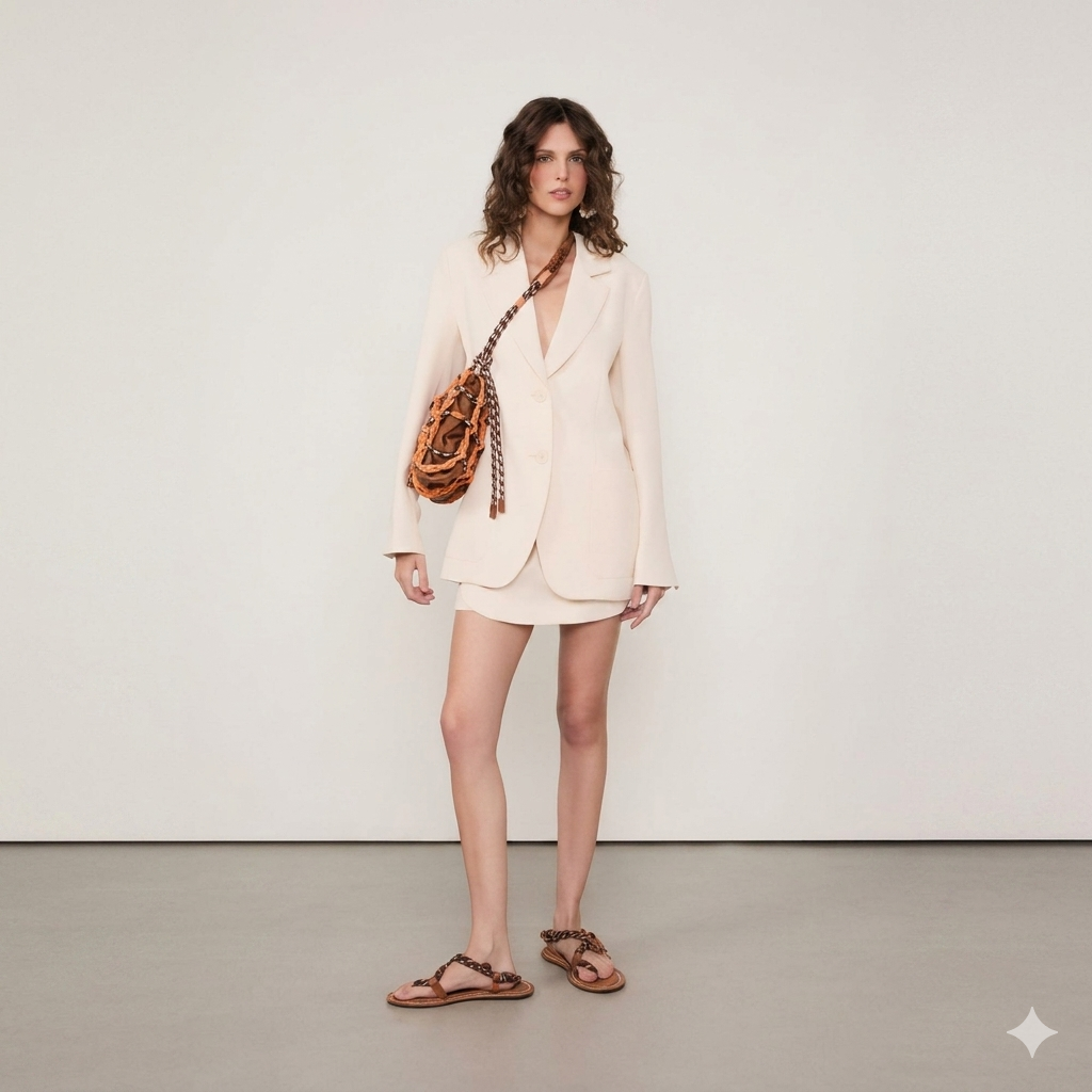 BLAZER DE CREPE WHITE ANIMALE