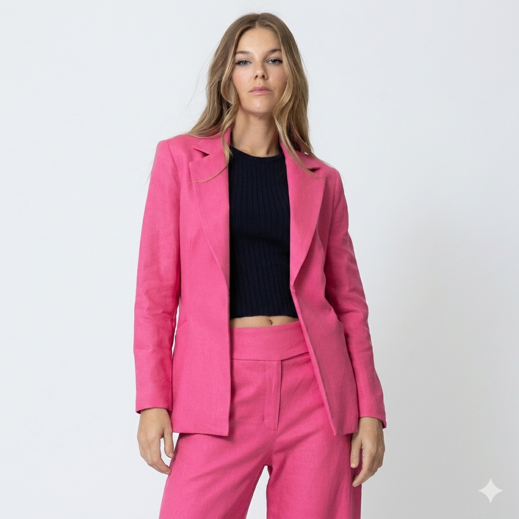 Blazer Recortes Rosa Médio Carmim