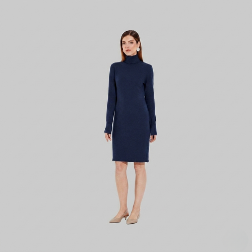 Vestido Feminino Gola Alta Manga Longa Viviane Furrier