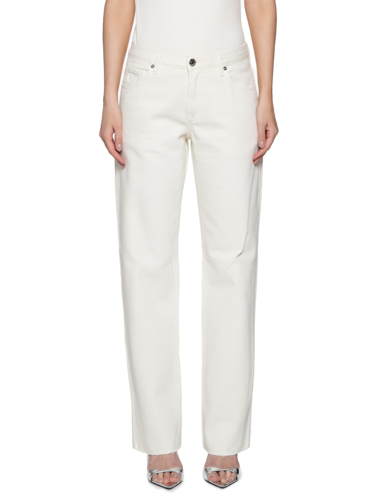 Calça Feminina Sarja Off White Low Rise Animale Jeans - Imagem 3