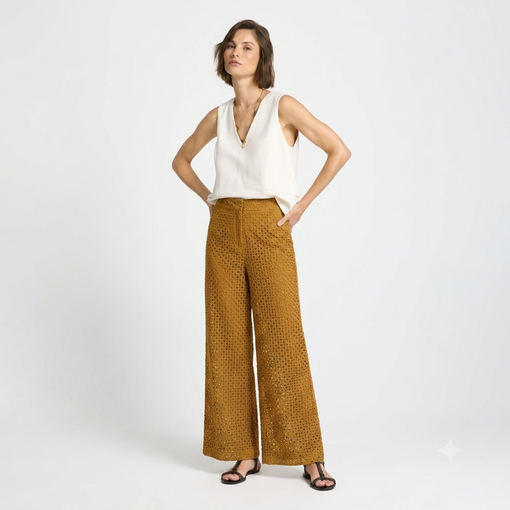 Calça Feminina De Laise Esferas Marrom Mascavo Animale