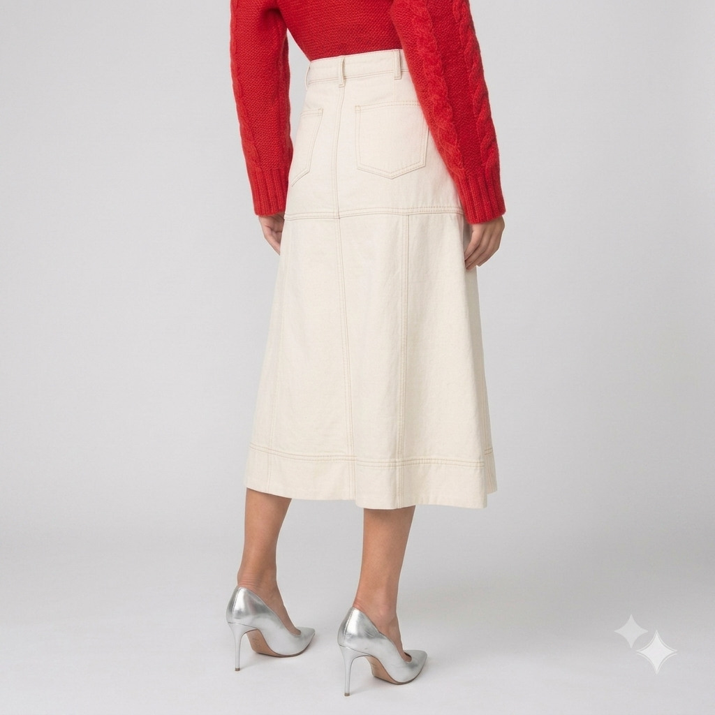 Saia Midi Feminina Sarja Mayara Branco Le Lis Blanc - Imagem 2