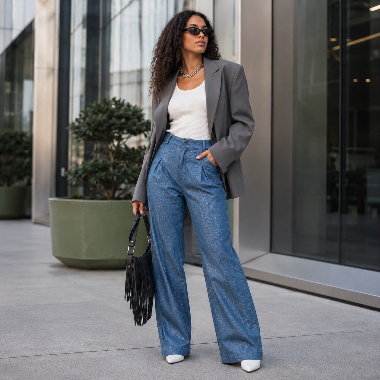 Calça Jeans Feminina Wide Leg Animale Jeans