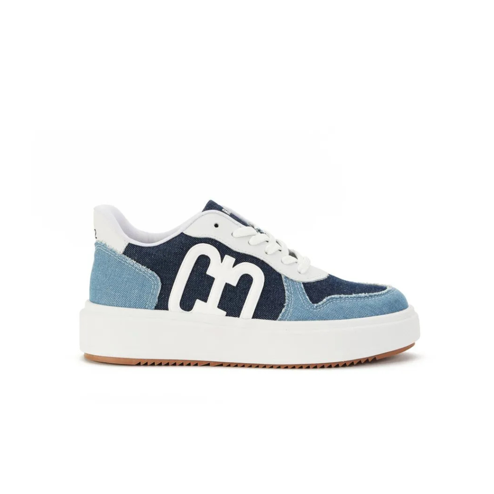 Tênis Feminino Casual Plataforma Em Jeans Azul E Branco Carmim - Imagem 4