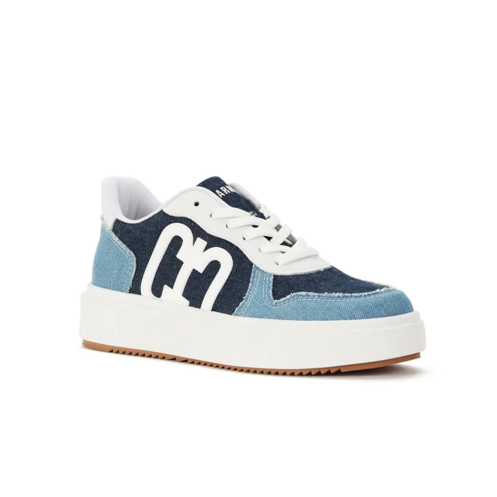 Tênis Feminino Casual Plataforma Em Jeans Azul E Branco Carmim - Imagem 3