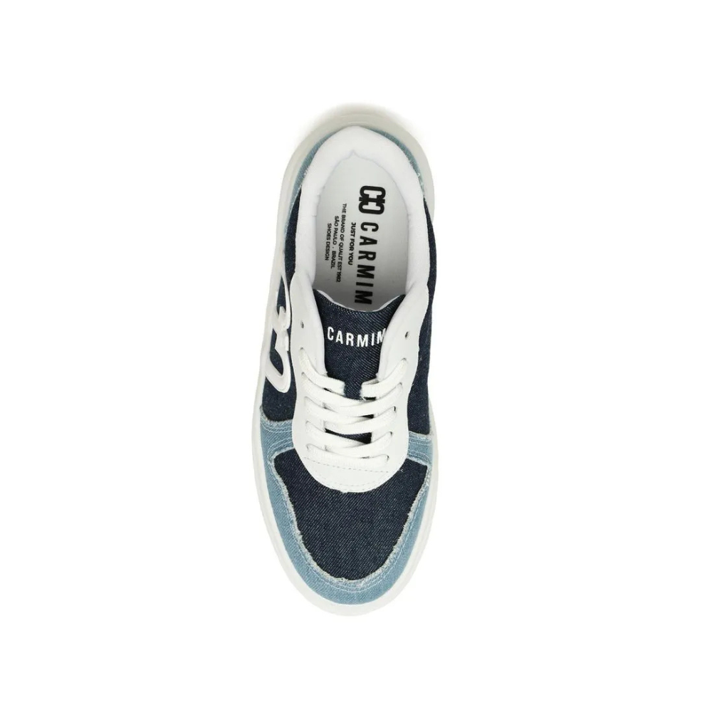 Tênis Feminino Casual Plataforma Em Jeans Azul E Branco Carmim - Imagem 2